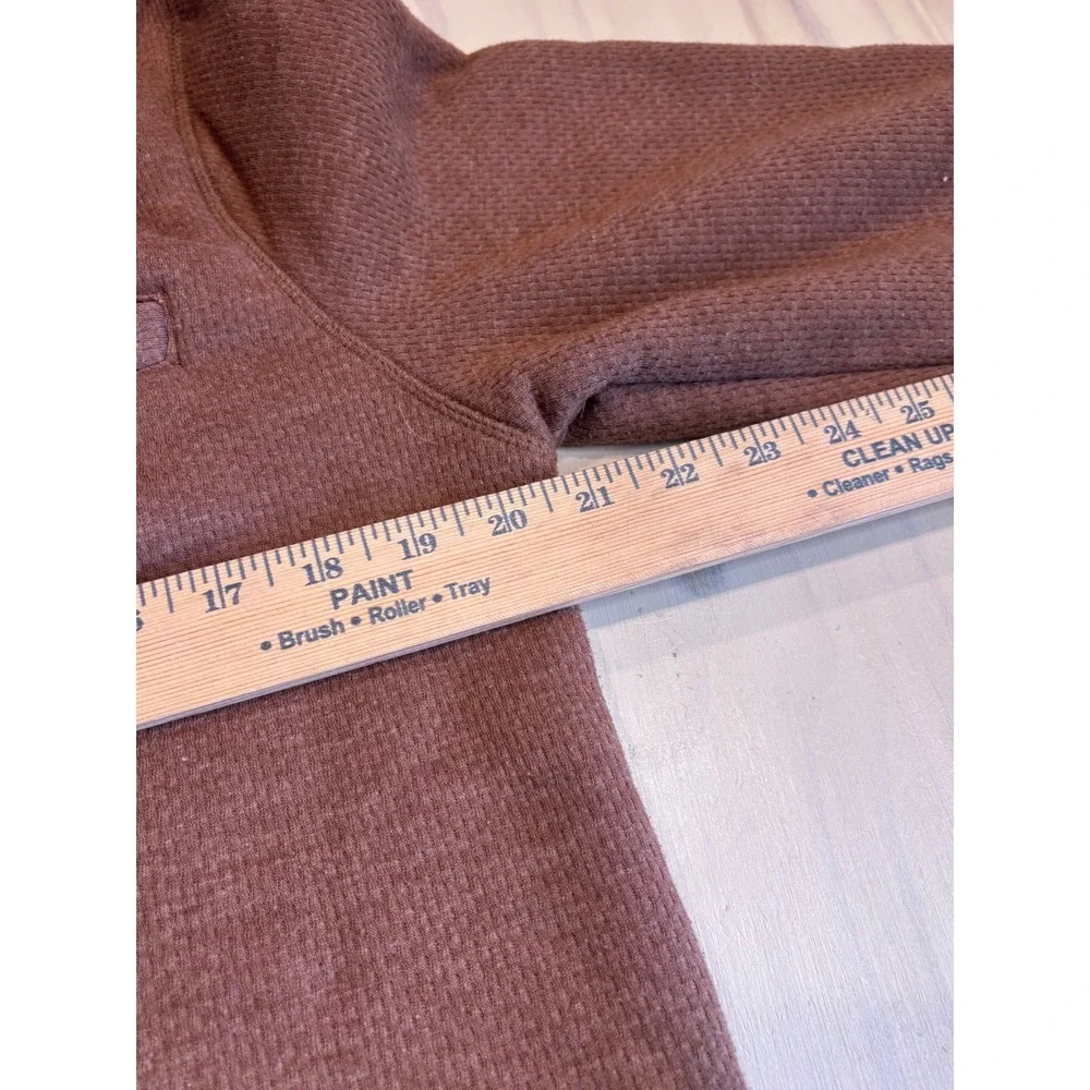 Coleman Mens Brown Sherpa Lined Waffle Knit Henley Pullover Sweater Size M